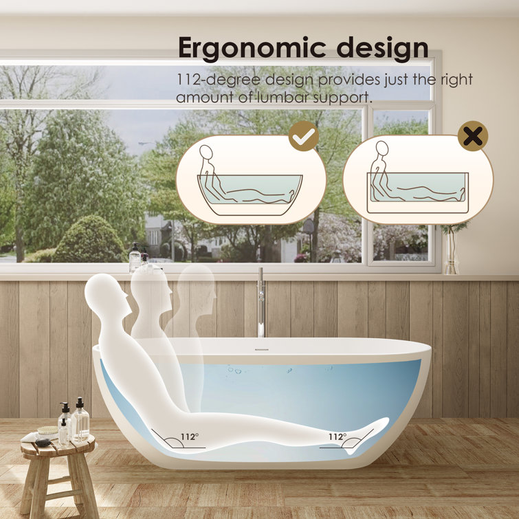 Ryder 59'' Matte White Solid Surface Freestanding Bathtub
