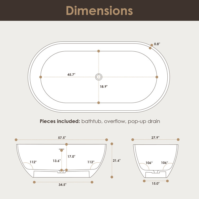Ryder 59'' Matte White Solid Surface Freestanding Bathtub