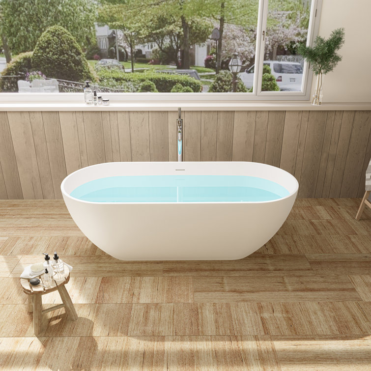 Ryder 59'' Matte White Solid Surface Freestanding Bathtub