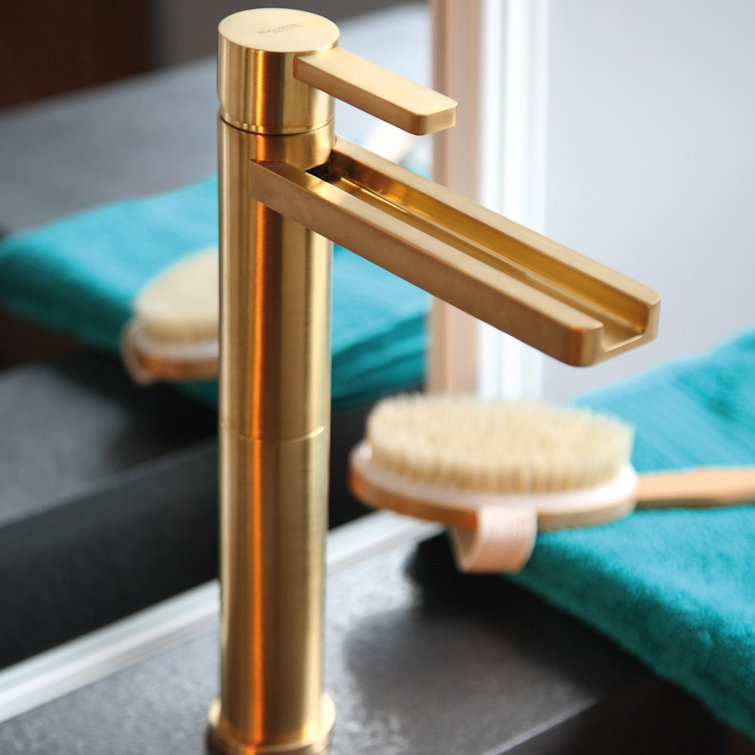Brushed Gold Single-Hole Single-Handle Nickel Bathroom Faucet