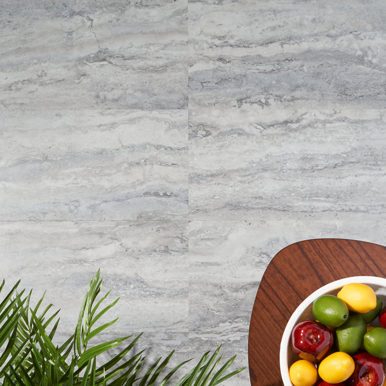Elmdale Gray 24'' x 12'' Vinyl Tile with Stone Look