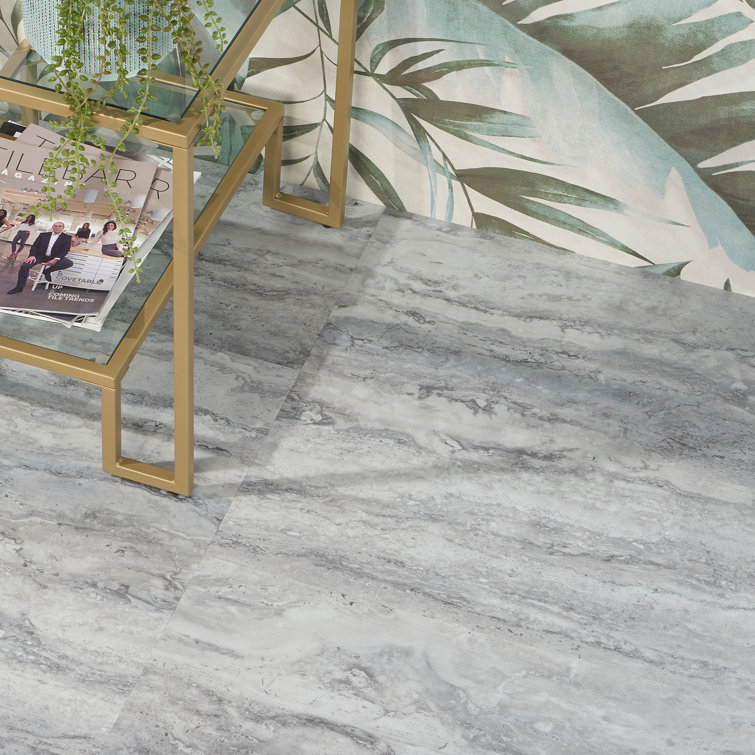Elmdale Gray 24'' x 12'' Vinyl Tile with Stone Look