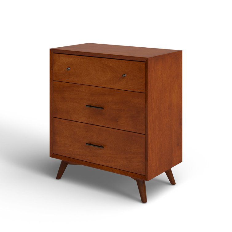 Flynn Transitional 3-Drawer Solid Mahogany Chest in Acorn Brown