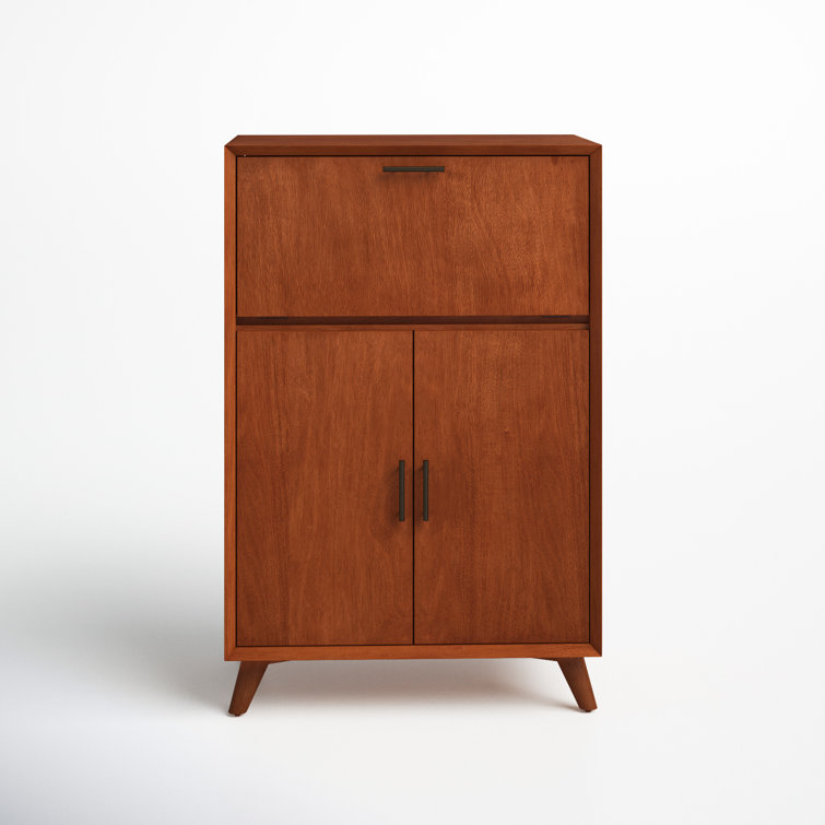 Acorn Solid Wood Mid-Century Modern Bar Cabinet