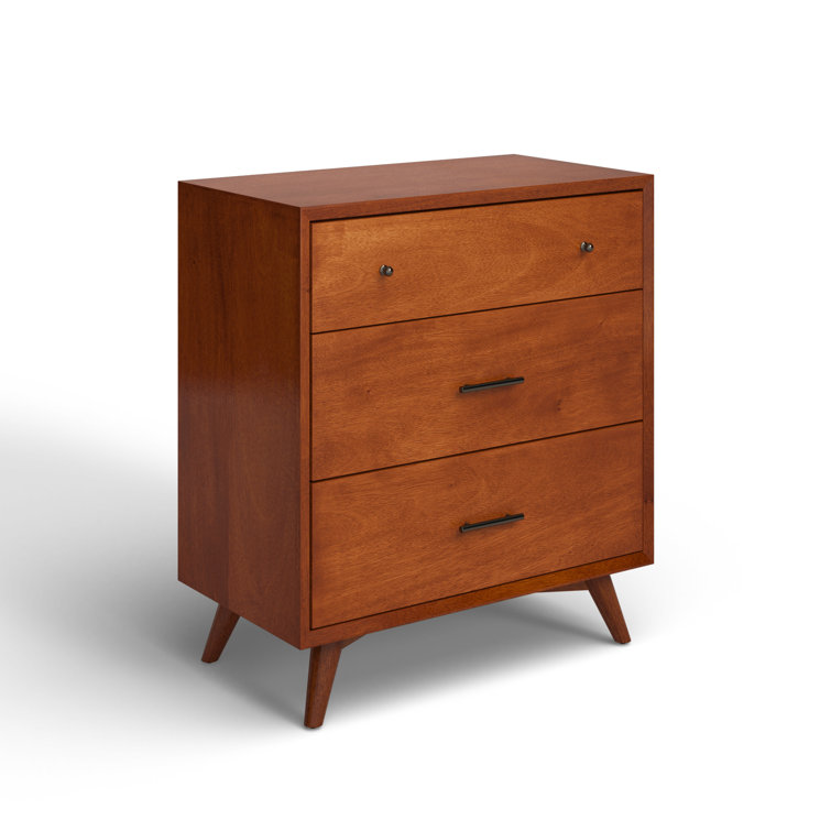 Flynn Transitional 3-Drawer Solid Mahogany Chest in Acorn Brown