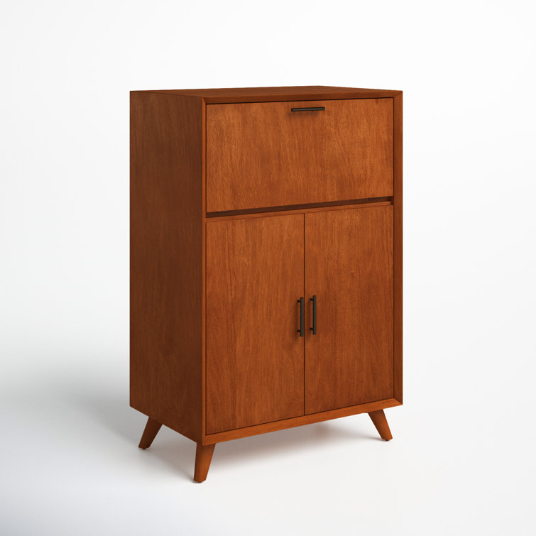 Acorn Solid Wood Mid-Century Modern Bar Cabinet