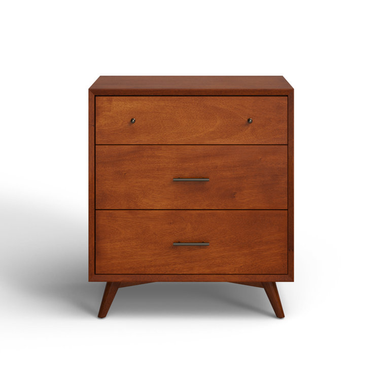 Flynn Transitional 3-Drawer Solid Mahogany Chest in Acorn Brown