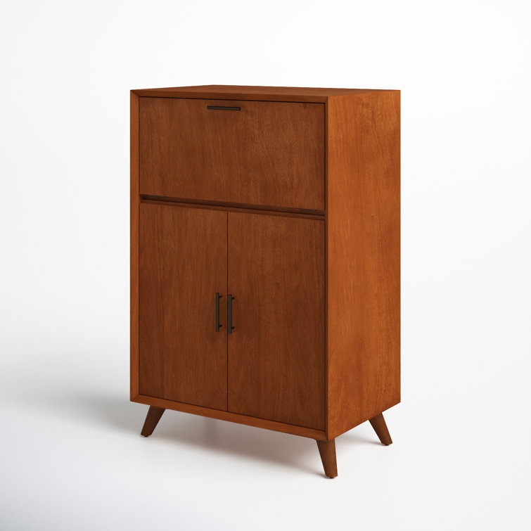 Acorn Solid Wood Mid-Century Modern Bar Cabinet
