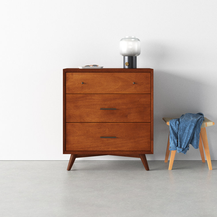 Flynn Transitional 3-Drawer Solid Mahogany Chest in Acorn Brown
