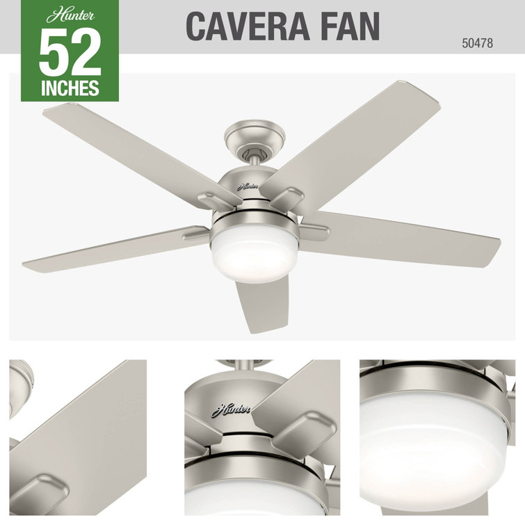 52" Matte Nickel Smart Ceiling Fan with LED Light and Remote