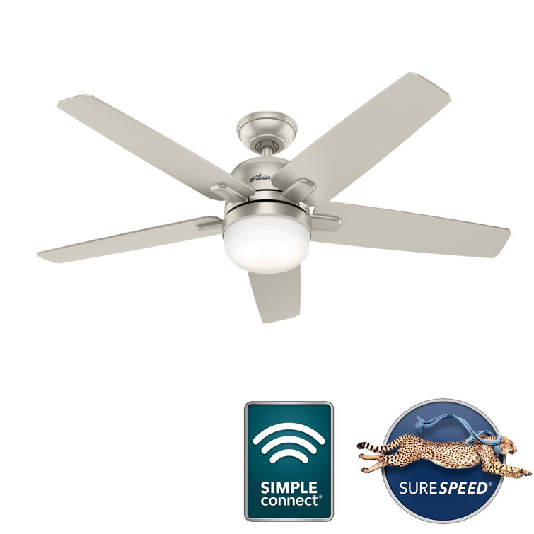 52" Matte Nickel Smart Ceiling Fan with LED Light and Remote