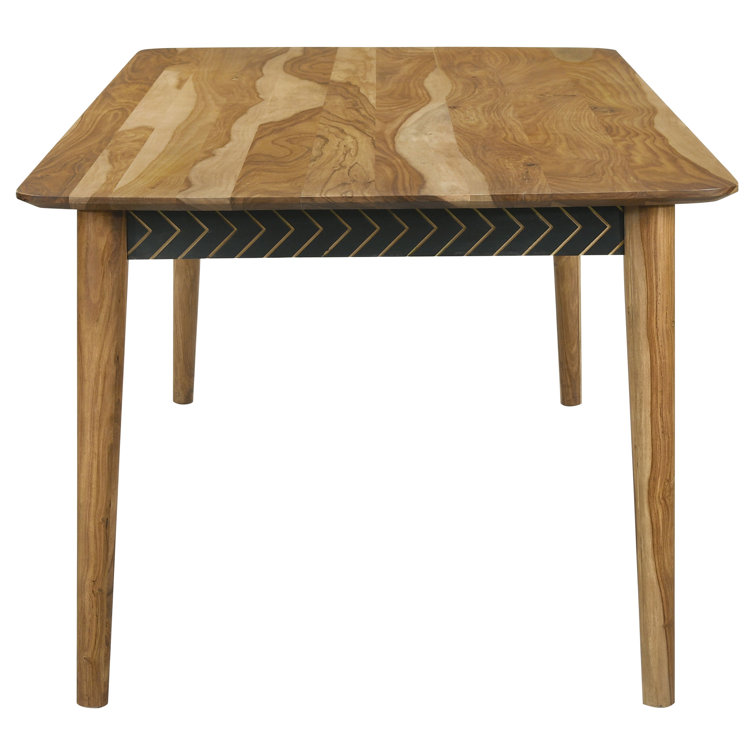Natural Sheesham and Black 6-Piece Dining Set with Bench