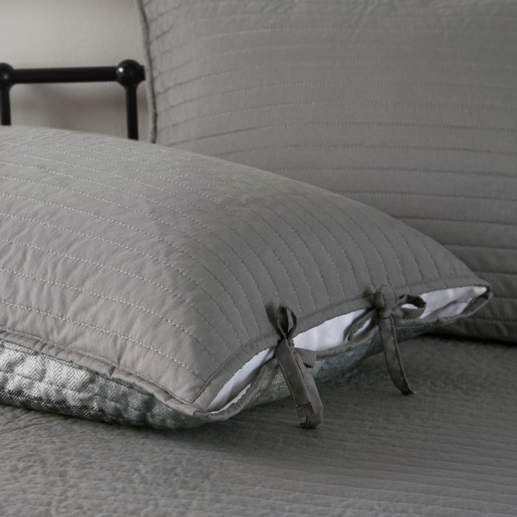 Gray Microfiber Reversible Plaid Daybed Cover Set
