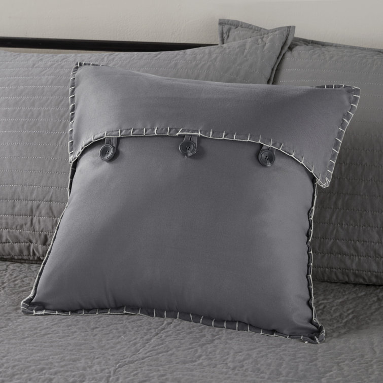 Gray Microfiber Reversible Plaid Daybed Cover Set