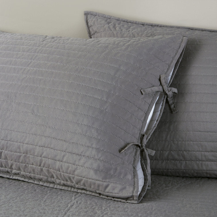 Gray Microfiber Reversible Plaid Daybed Cover Set