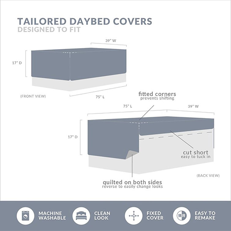 Gray Microfiber Reversible Plaid Daybed Cover Set