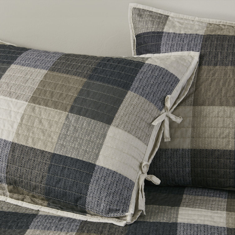 Neutral Plaid Reversible Polyester Daybed Cover Set