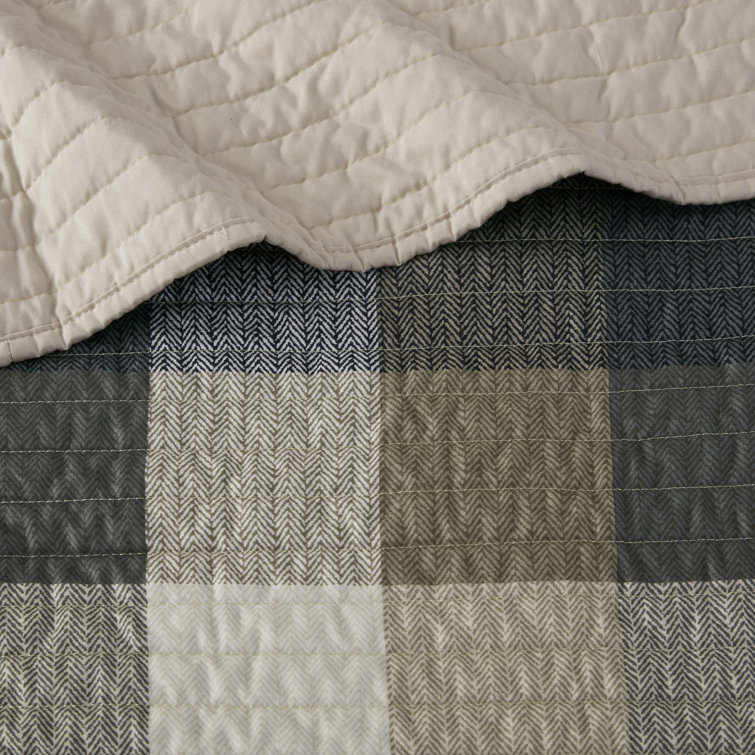 Neutral Plaid Reversible Polyester Daybed Cover Set