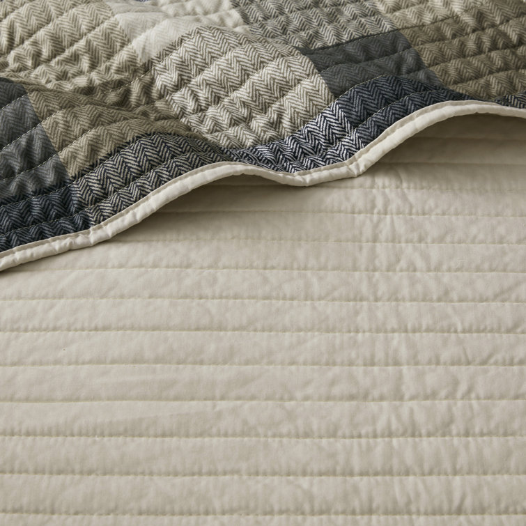 Neutral Plaid Reversible Polyester Daybed Cover Set