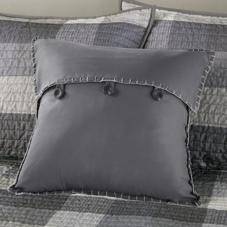 Gray Microfiber Reversible Plaid Daybed Cover Set