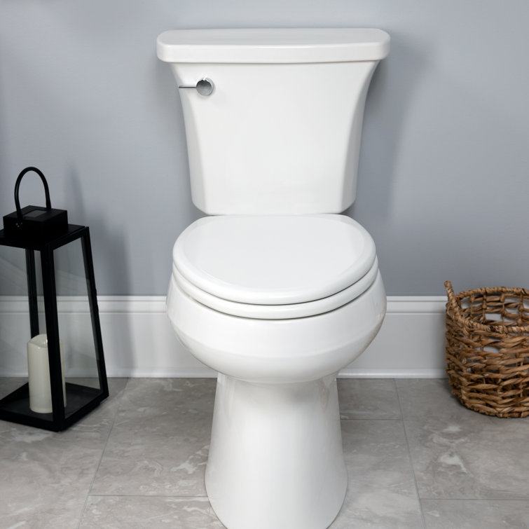 White Gloss Elongated Slow Close Enameled Wood Toilet Seat