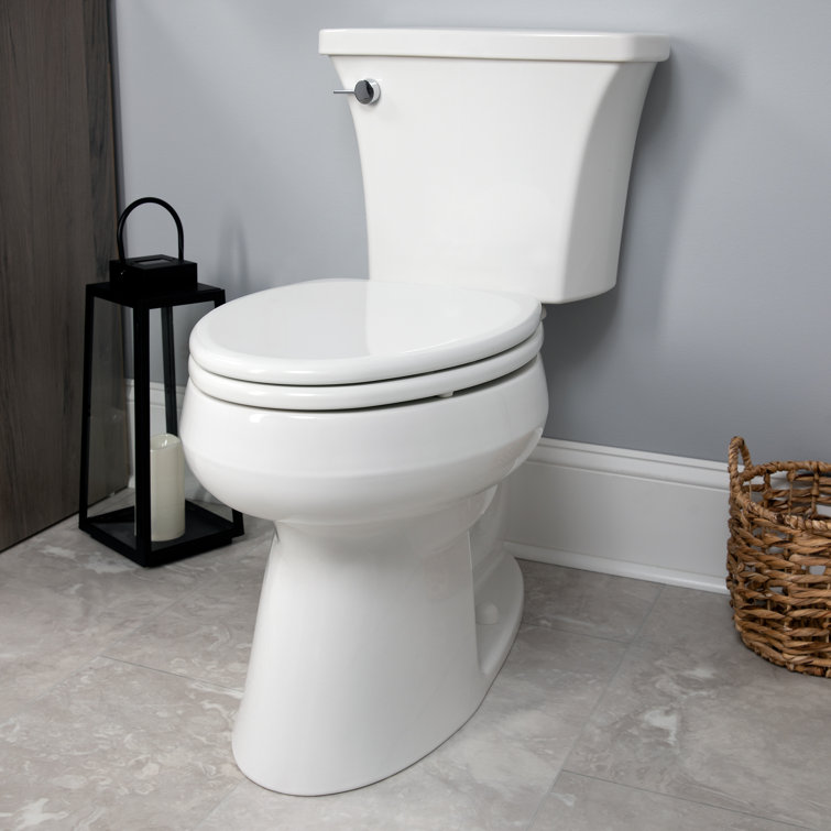 White Gloss Elongated Slow Close Enameled Wood Toilet Seat