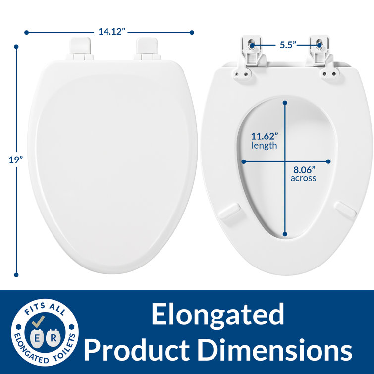 White Gloss Elongated Slow Close Enameled Wood Toilet Seat
