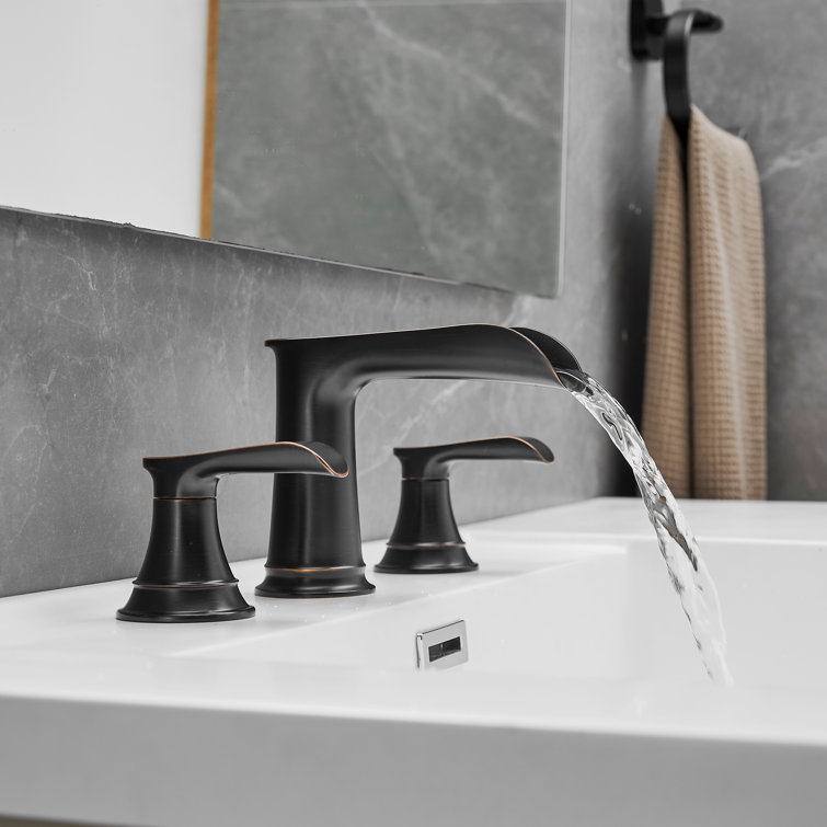 Oil Rubbed Bronze Two Handle Widespread Bathroom Faucet
