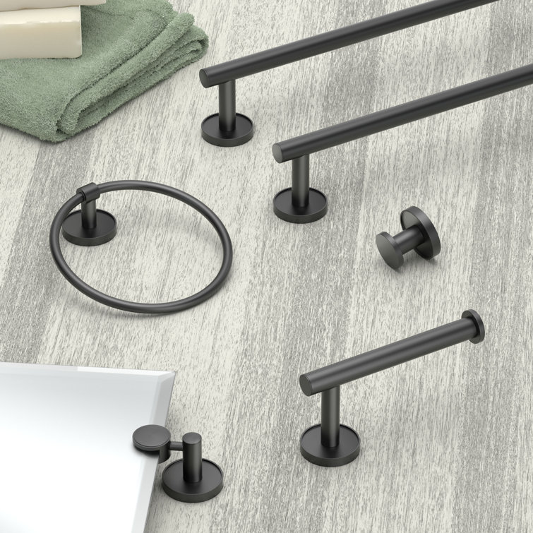 Matte Black Metal Zen-Inspired Toilet Paper Holder