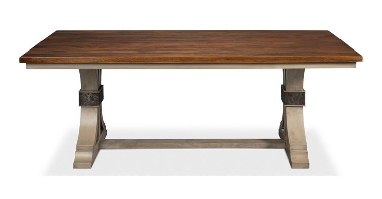 Brown Mango Wood Trestle Base Dining Table