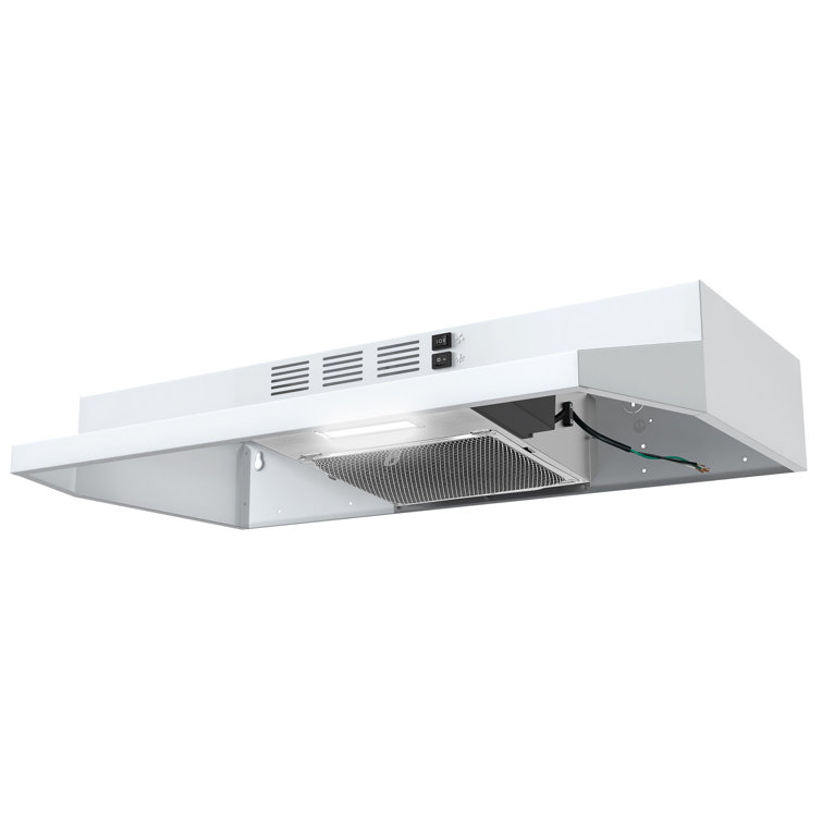 30-Inch White Convertible Stainless Steel Under Cabinet Range Hood