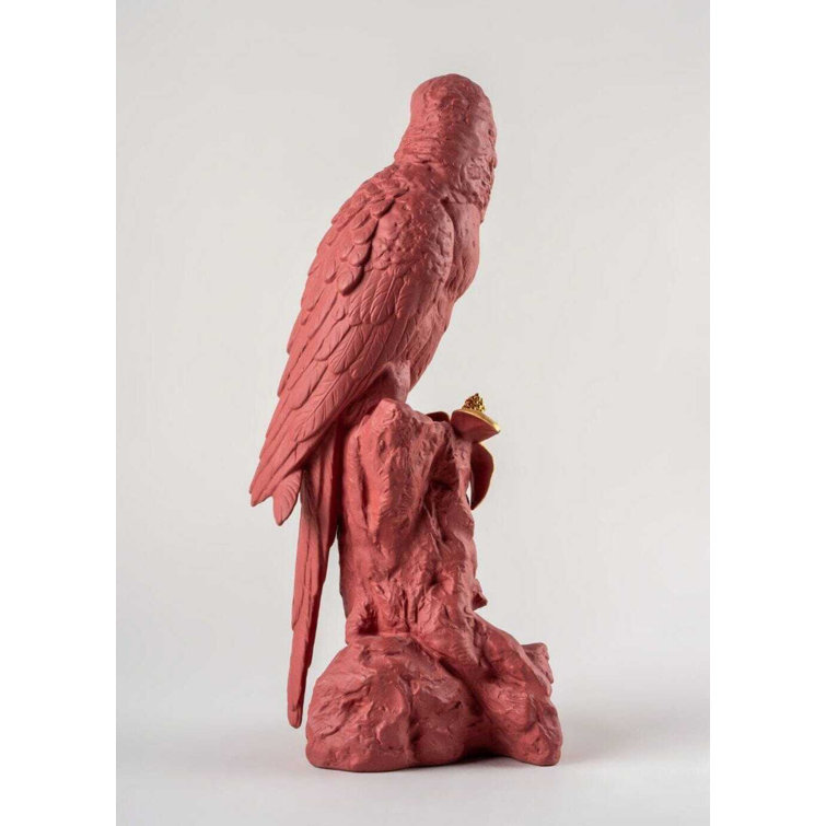 Limited Edition Red and Gold Porcelain Macaw Bird Sculpture