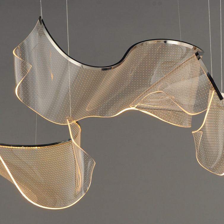 Polished Chrome 3-Light LED Pendant with Patterned Acrylic Shades