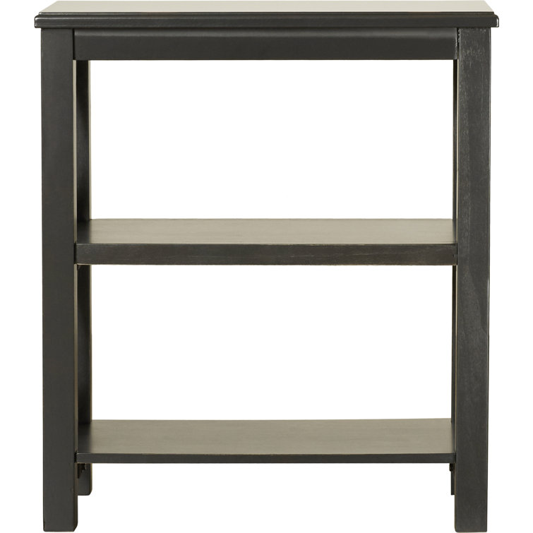 Black Hardwood 3-Shelf Bookcase with X-Shaped Side Supports