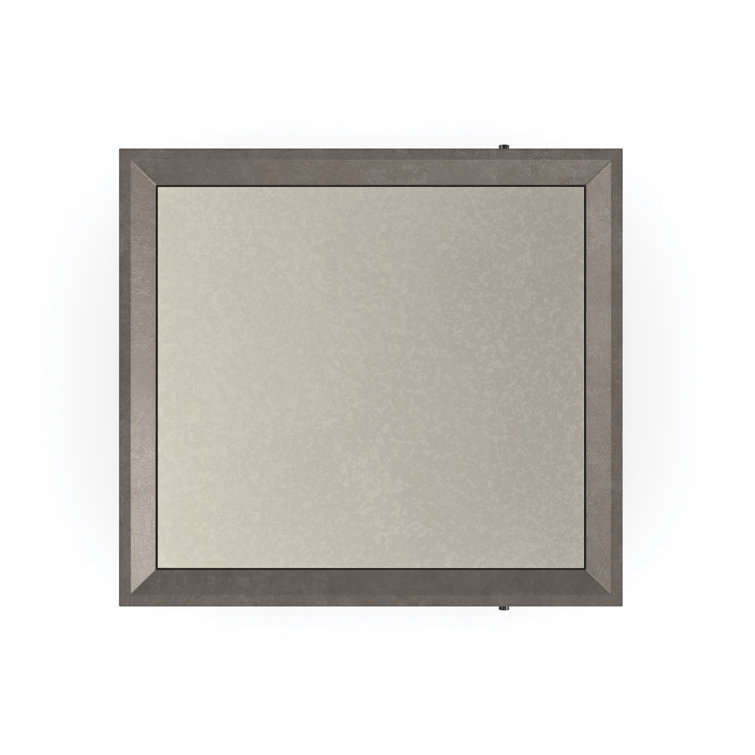 Beige and Brown Rectangular Wood End Table with Mirrored Shelf