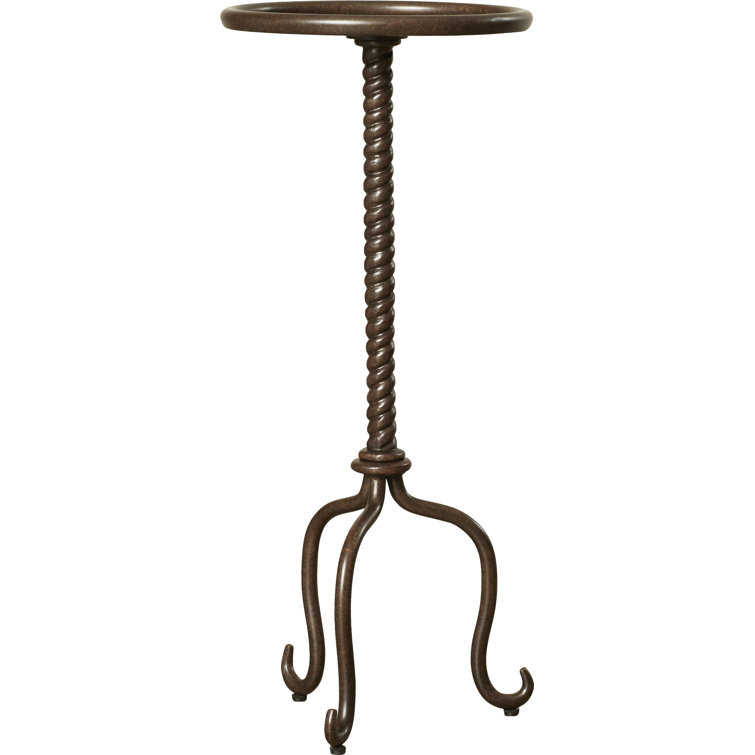 Alma Round Metal Pedestal Side Table in Metalworks Finish