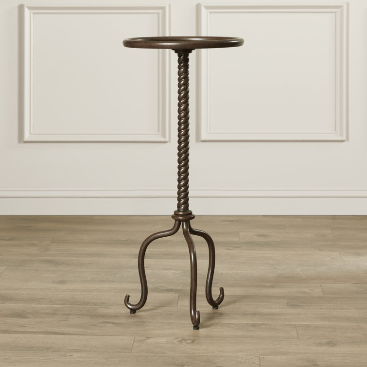 Alma Round Metal Pedestal Side Table in Metalworks Finish