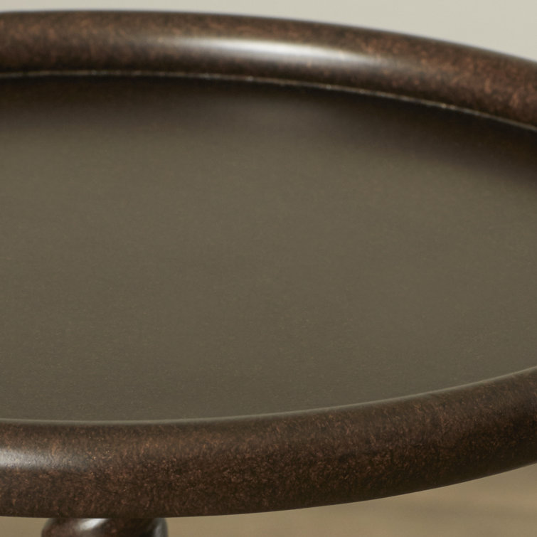 Alma Round Metal Pedestal Side Table in Metalworks Finish