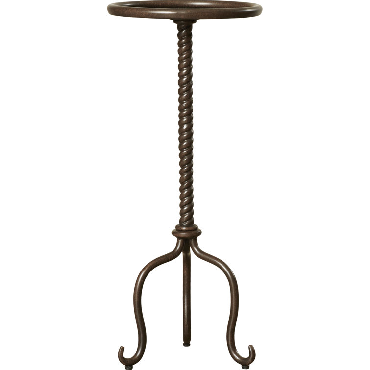 Alma Round Metal Pedestal Side Table in Metalworks Finish