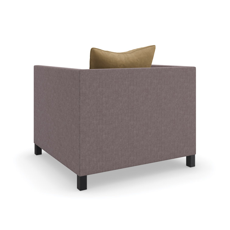 Chocolate Brown Linen and Mohair Tuxedo Chair with Metal Legs