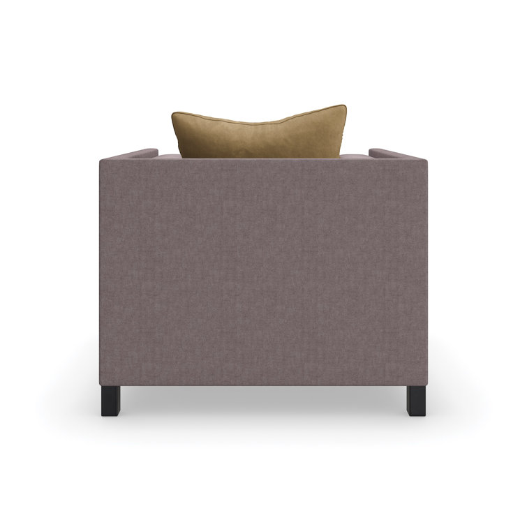 Chocolate Brown Linen and Mohair Tuxedo Chair with Metal Legs