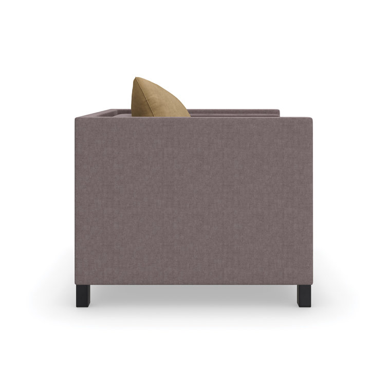 Chocolate Brown Linen and Mohair Tuxedo Chair with Metal Legs