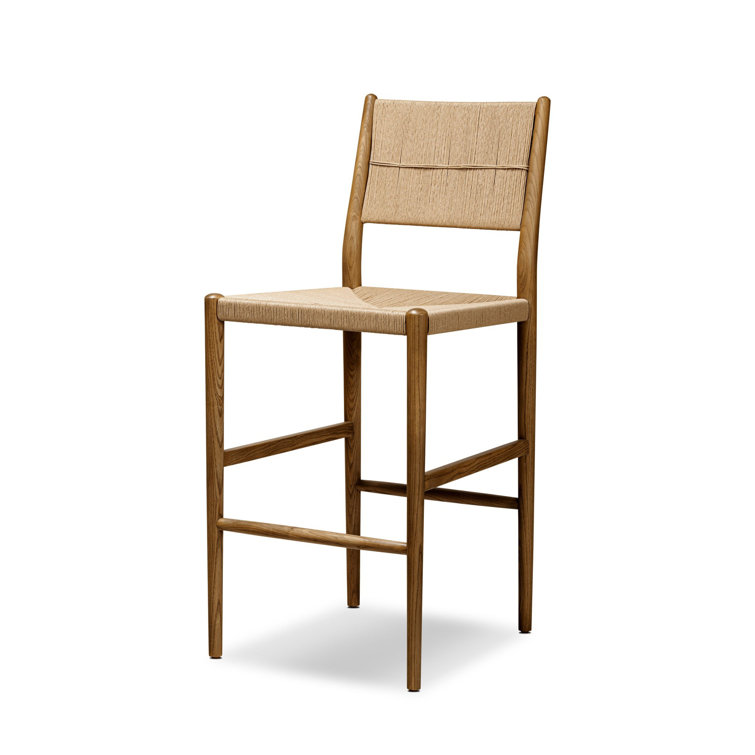 Natural Ash Wood Bar Stool with Paper Cord Seat