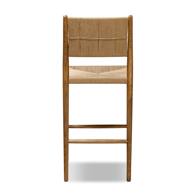 Natural Ash Wood Bar Stool with Paper Cord Seat