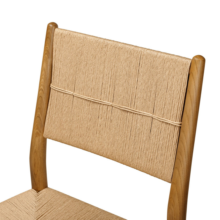 Natural Ash Wood Bar Stool with Paper Cord Seat