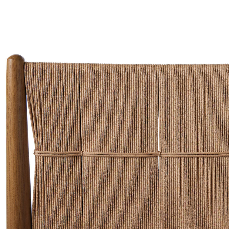 Mahogany Leather Counter Stool with Natural Wood Frame
