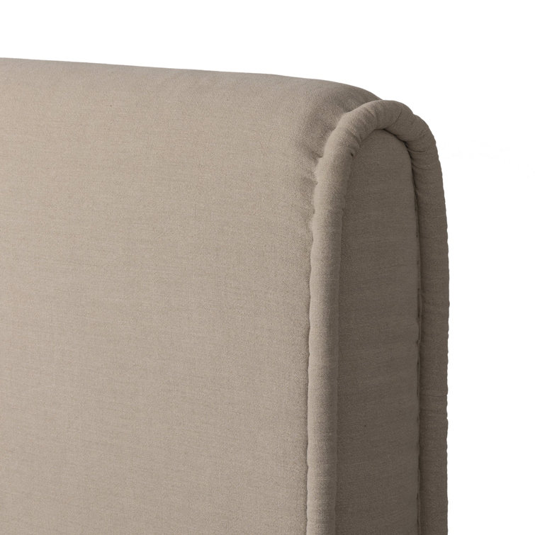 Cream Linen Upholstered Queen Bed with Tufted Headboard