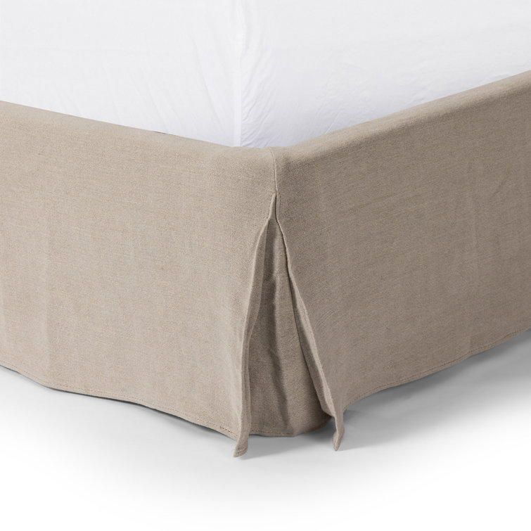 Cream Linen Upholstered Queen Bed with Tufted Headboard