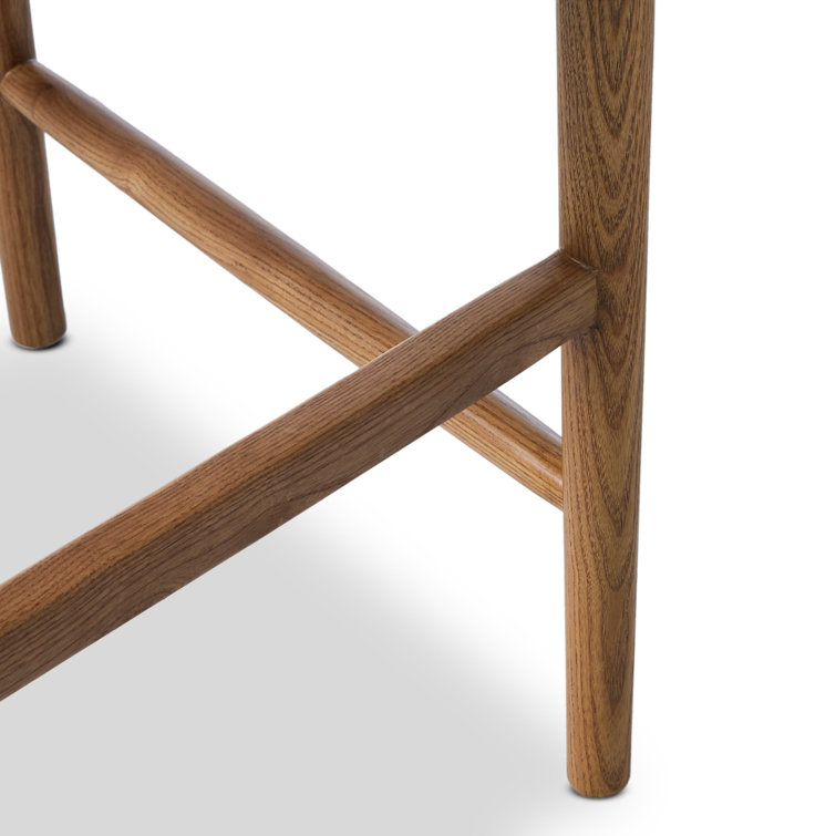 Mahogany Leather Counter Stool with Natural Wood Frame