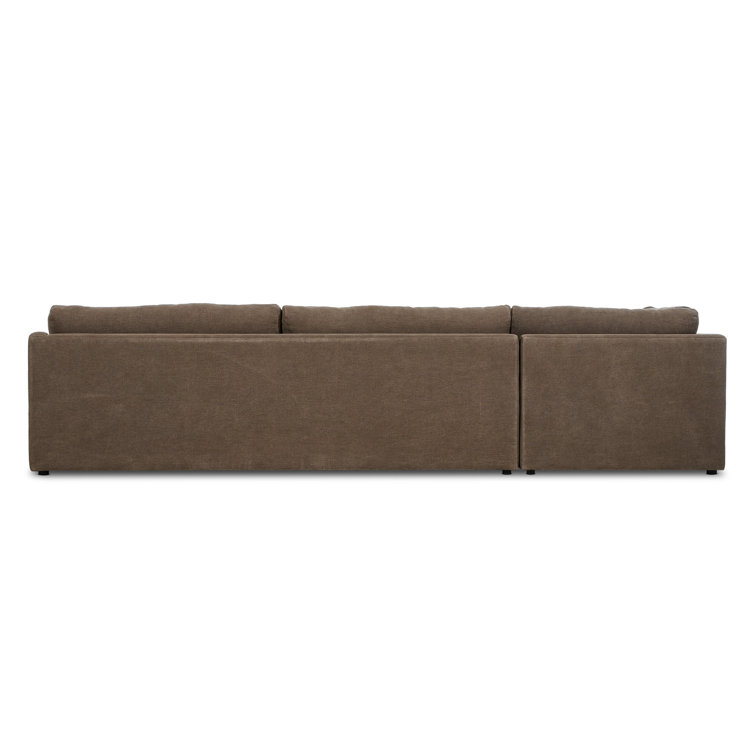 Aurelia Coffee Brown Linen Three-Piece Sectional Sofa